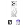 MARSİLYAN™- iPhone 15 Pro Max Kılıf Yörünge Işık Prime - Siyah Bilvis 5in1 3D Magic Cam Ekran Koruyucu + Siyah PVD Metal Kamera Lens