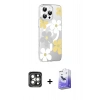 MARSİLYAN™- iPhone 15 Pro Max Kılıf Yörünge Işık Prime - Siyah Bilvis 5in1 5D Magic Hayalet Cam Ekran Koruyucu + Gri PVD Metal Kamera Lens