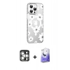MARSİLYAN™- iPhone 15 Pro Max Kılıf Yörünge Işık Prime - Siyah Bilvis 5in1 5D Magic Hayalet Cam Ekran Koruyucu + PVD Metal Kamera Lens - GS