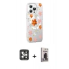 MARSİLYAN™- iPhone 15 Pro Max Kılıf Yörünge Işık Prime - Siyah Bilvis Hayalet Cam Ekran Koruyucu + PVD Metal Kamera Lens - GI
