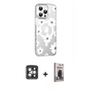 MARSİLYAN™- iPhone 15 Pro Max Kılıf Yörünge Işık Prime - Siyah Bilvis Hayalet Cam Ekran Koruyucu + PVD Metal Kamera Lens - GI