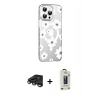 MARSİLYAN™- iPhone 15 Pro Max Kılıf Yörünge Işık Prime - Siyah Bilvis Hayalet Cam Ekran Koruyucu + Raze Metal Kamera Lens - TMGI