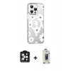 MARSİLYAN™- iPhone 15 Pro Max Kılıf Yörünge Işık Prime - Siyah Bilvis Hayalet Cam Ekran Koruyucu + PVD Metal Kamera Lens - TU