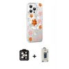 MARSİLYAN™- iPhone 15 Pro Max Kılıf Yörünge Işık Prime - Siyah Bilvis Hayalet Cam Ekran Koruyucu + PVD Metal Kamera Lens - TU
