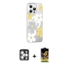 MARSİLYAN™- iPhone 15 Pro Max Kılıf Yörünge Işık Prime - Siyah Buffer Cam Ekran Koruyucu + PVD Metal Kamera Lens - GS