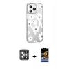 MARSİLYAN™- iPhone 15 Pro Max Kılıf Yörünge Işık Prime - Siyah Buffer Hayalet Cam Ekran Koruyucu + PVD Metal Kamera Lens - GI