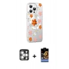 MARSİLYAN™- iPhone 15 Pro Max Kılıf Yörünge Işık Prime - Siyah Buffer Hayalet Cam Ekran Koruyucu + Gümüş PVD Metal Kamera Lens