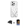 MARSİLYAN™- iPhone 15 Pro Max Kılıf Yörünge Işık Prime - Siyah Buffer Hayalet Cam Ekran Koruyucu + Raze Metal Kamera Lens - GS