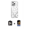 MARSİLYAN™- iPhone 15 Pro Max Kılıf Yörünge Işık Prime - Siyah Buffer Hayalet Cam Ekran Koruyucu + PVD Metal Kamera Lens - TU