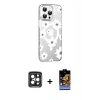 MARSİLYAN™- iPhone 15 Pro Max Kılıf Yörünge Işık Prime - Siyah Buffer Hayalet Cam Ekran Koruyucu + PVD Metal Kamera Lens - SH