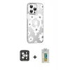 MARSİLYAN™- iPhone 15 Pro Max Kılıf Yörünge Işık Prime - Siyah Polymer Nano Ekran Koruyucu + PVD Metal Kamera Lens - GI