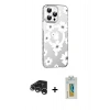 MARSİLYAN™- iPhone 15 Pro Max Kılıf Yörünge Işık Prime - Siyah Polymer Nano Ekran Koruyucu + Gümüş Raze Metal Kamera Lens