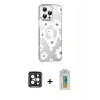 MARSİLYAN™- iPhone 15 Pro Max Kılıf Yörünge Işık Prime - Siyah Polymer Nano Ekran Koruyucu + PVD Metal Kamera Lens - SH