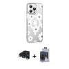 MARSİLYAN™- iPhone 15 Pro Max Kılıf Yörünge Işık Prime - Siyah Vanessa Magic Cam + Lacivert Raze Metal Kamera Lens