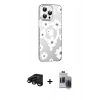 MARSİLYAN™- iPhone 15 Pro Max Kılıf Yörünge Işık Prime - Siyah Vanessa Magic Hayalet Cam + Raze Metal Kamera Lens - SH