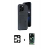 MARSİLYAN™- iPhone 15 Pro Max Kılıf Yörünge Işık Serisi - Şeffaf 360 Full Body Arka Koruyucu + PVD Metal Kamera Lens - GS
