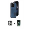 MARSİLYAN™- iPhone 15 Pro Max Kılıf Yörünge Işık Serisi - Şeffaf 360 Full Body Arka Koruyucu + PVD Metal Kamera Lens - GS