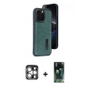 MARSİLYAN™- iPhone 15 Pro Max Kılıf Yörünge Işık Serisi - Şeffaf 360 Full Body Arka Koruyucu + PVD Metal Kamera Lens - GS
