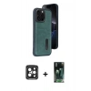 MARSİLYAN™- iPhone 15 Pro Max Kılıf Yörünge Işık Serisi - Şeffaf 360 Full Body Arka Koruyucu + PVD Metal Kamera Lens - SH