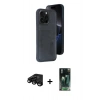 MARSİLYAN™- iPhone 15 Pro Max Kılıf Yörünge Işık Serisi - Şeffaf 360 Full Body Arka Koruyucu + Siyah Raze Metal Kamera Lens