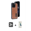MARSİLYAN™- iPhone 15 Pro Max Kılıf Yörünge Işık Serisi - Şeffaf Pasifik Cam Ekran Koruyucu + PVD Metal Kamera Lens - GI