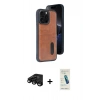MARSİLYAN™- iPhone 15 Pro Max Kılıf Yörünge Işık Serisi - Şeffaf Pasifik Cam Ekran Koruyucu + Siyah Raze Metal Kamera Lens