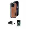 MARSİLYAN™- iPhone 15 Pro Max Kılıf Yörünge Işık Serisi - Siyah 360 Mat Full Body Arka Koruyucu + Raze Metal Kamera Lens - GS