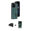MARSİLYAN™- iPhone 15 Pro Max Kılıf Yörünge Işık Serisi - Siyah 360 Mat Full Body Arka Koruyucu + Raze Metal Kamera Lens - TMGI