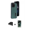 MARSİLYAN™- iPhone 15 Pro Max Kılıf Yörünge Işık Serisi - Siyah 360 Mat Full Body Arka Koruyucu + Raze Metal Kamera Lens - GS