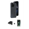 MARSİLYAN™- iPhone 15 Pro Max Kılıf Yörünge Işık Serisi - Siyah 360 Mat Full Body Arka Koruyucu + Raze Metal Kamera Lens - GS