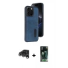 MARSİLYAN™- iPhone 15 Pro Max Kılıf Yörünge Işık Serisi - Siyah 360 Mat Full Body Arka Koruyucu + Raze Metal Kamera Lens - GS