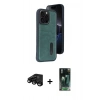 MARSİLYAN™- iPhone 15 Pro Max Kılıf Yörünge Işık Serisi - Siyah 360 Mat Full Body Arka Koruyucu + Siyah Raze Metal Kamera Lens