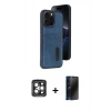 MARSİLYAN™- iPhone 15 Pro Max Kılıf Yörünge Işık Serisi - Siyah 3D Antistatik Hayalet Cam Ekran Koruyucu + PVD Metal Kamera Lens - GI