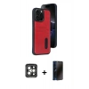 MARSİLYAN™- iPhone 15 Pro Max Kılıf Yörünge Işık Serisi - Siyah 3D Antistatik Hayalet Cam Ekran Koruyucu + PVD Metal Kamera Lens - GI