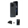 MARSİLYAN™- iPhone 15 Pro Max Kılıf Yörünge Işık Serisi - Siyah 3D Antistatik Hayalet Cam Ekran Koruyucu + Raze Metal Kamera Lens - SH