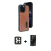 MARSİLYAN™- iPhone 15 Pro Max Kılıf Yörünge Işık Serisi - Siyah 3D Antistatik Hayalet Cam Ekran Koruyucu + PVD Metal Kamera Lens - GI