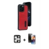 MARSİLYAN™- iPhone 15 Pro Max Kılıf Yörünge Işık Serisi - Siyah 3D Antistatik Mat Seramik Nano Ekran Koruyucu + PVD Metal Kamera Lens - GS