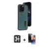 MARSİLYAN™- iPhone 15 Pro Max Kılıf Yörünge Işık Serisi - Siyah 3D Antistatik Mat Seramik Nano Ekran Koruyucu + PVD Metal Kamera Lens - GI