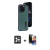 MARSİLYAN™- iPhone 15 Pro Max Kılıf Yörünge Işık Serisi - Siyah 3D Antistatik Mat Seramik Nano Ekran Koruyucu + PVD Metal Kamera Lens - SH