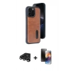 MARSİLYAN™- iPhone 15 Pro Max Kılıf Yörünge Işık Serisi - Siyah 3D Antistatik Mat Seramik Nano Ekran Koruyucu + Raze Metal Kamera Lens - TMGI