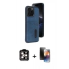 MARSİLYAN™- iPhone 15 Pro Max Kılıf Yörünge Işık Serisi - Siyah 3D Antistatik Mat Seramik Nano Ekran Koruyucu + PVD Metal Kamera Lens - TU
