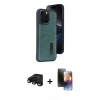MARSİLYAN™- iPhone 15 Pro Max Kılıf Yörünge Işık Serisi - Siyah 3D Antistatik Mat Seramik Nano Ekran Koruyucu + Raze Metal Kamera Lens - SH