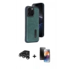 MARSİLYAN™- iPhone 15 Pro Max Kılıf Yörünge Işık Serisi - Siyah 3D Antistatik Mat Seramik Nano Ekran Koruyucu + Raze Metal Kamera Lens - GS