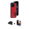MARSİLYAN™- iPhone 15 Pro Max Kılıf Yörünge Işık Serisi - Siyah 3D Antistatik Mat Seramik Nano Ekran Koruyucu + Lacivert Raze Metal Kamera Lens