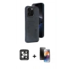 MARSİLYAN™- iPhone 15 Pro Max Kılıf Yörünge Işık Serisi - Siyah 3D Antistatik Mat Seramik Nano Ekran Koruyucu + PVD Metal Kamera Lens - GI