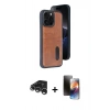 MARSİLYAN™- iPhone 15 Pro Max Kılıf Yörünge Işık Serisi - Siyah 3D Antistatik Mat Seramik Nano Ekran Koruyucu + Raze Metal Kamera Lens - GS