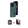 MARSİLYAN™- iPhone 15 Pro Max Kılıf Yörünge Işık Serisi - Siyah 3D Antistatik Mat Seramik Nano Ekran Koruyucu + PVD Metal Kamera Lens - TU
