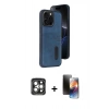 MARSİLYAN™- iPhone 15 Pro Max Kılıf Yörünge Işık Serisi - Siyah 3D Antistatik Mat Seramik Nano Ekran Koruyucu + PVD Metal Kamera Lens - GI