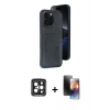 MARSİLYAN™- iPhone 15 Pro Max Kılıf Yörünge Işık Serisi - Siyah 3D Antistatik Mat Seramik Nano Ekran Koruyucu + PVD Metal Kamera Lens - SH