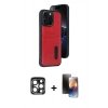 MARSİLYAN™- iPhone 15 Pro Max Kılıf Yörünge Işık Serisi - Siyah 3D Antistatik Mat Seramik Nano Ekran Koruyucu + PVD Metal Kamera Lens - LT